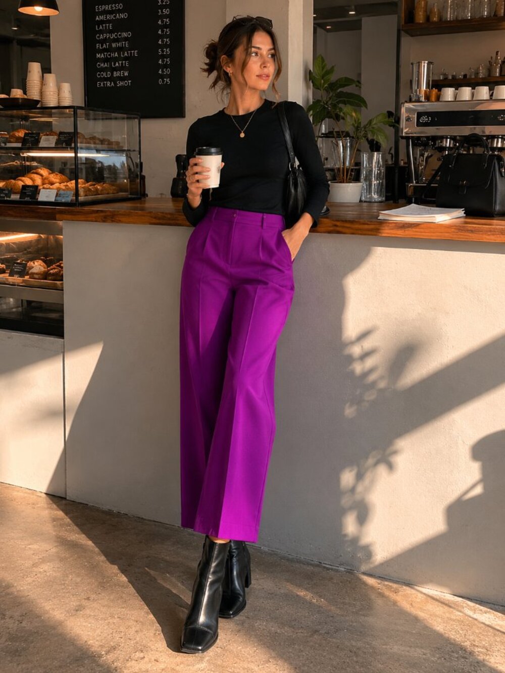 Babaton Wilfred Purple Wide Ankle-Leg Trouser Pants Size 4 High Rise Tailored